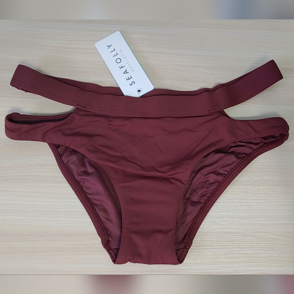 Seafolly Active Split Band Hipster Bikini Bottoms  Size 2  NWT